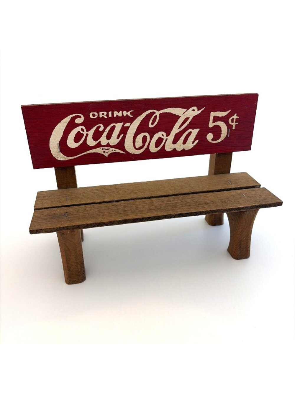 Vintage Coca-Cola Wooden Display Bench Miniature Doll Bench Shelf Decor Rustic